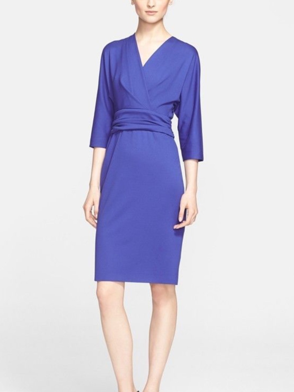 Escada Royal Blue faux Wrap style Dress with Defined Waist size 36 / 6 US